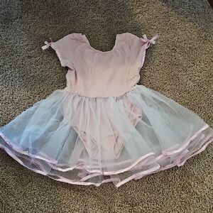 Ruffle Butts Pink and White Dance Costume with Attached Tutu